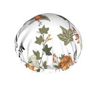 Bonnet de douche pour douche - Couronne de citrouilles d'automne double couche réutilisable résistant à l'eau, grand bonnet de douche pour femme avec doublure en PEVA et corde élastique