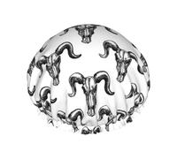 Bonnet de douche pour douche - Croquis cool tête de mort de chèvre double couche réutilisable résistant à l'eau, grand bonnet de douche pour femme, bonnet de douche pour la douche avec doublure en
