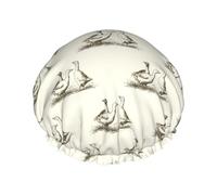 Bonnet de douche pour douche - Croquis minimaliste mignon canard double couche réutilisable imperméable grand bonnet de douche pour femme, bonnet de douche pour douche avec doublure en PEVA et corde