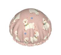 Bonnet de douche pour douche - Élégant bonnet de douche double couche réutilisable et imperméable pour femme avec doublure en PEVA et corde élastique