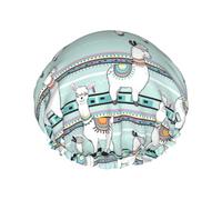 Bonnet de douche pour douche - Élégant bonnet de douche mignon à rayures d'alpaga réutilisable et imperméable, double couche pour femme, bonnet de douche pour la douche avec doublure en PEVA et corde