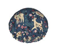 Bonnet de douche pour douche - Fleur rustique mignon cerf mignon bonnet de douche double couche réutilisable, grand bonnet de douche pour femme, bonnet de douche pour douche avec doublure en PEVA et