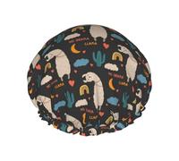 Bonnet de douche pour douche - Grand bonnet de douche amusant en alpaga lune cactus réutilisable et imperméable à l'eau double couche pour femme - Bonnet de douche pour la douche avec doublure en PEVA