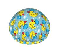 Bonnet de douche pour douche - Grand bonnet de douche amusant et mignon en forme de canard, réutilisable, imperméable, double couche pour femme, bonnet de douche pour la douche avec doublure en PEVA