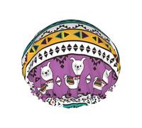 Bonnet de douche pour douche - Grand bonnet de douche exotique amusant en alpaga réutilisable et imperméable à l'eau pour femme, bonnet de douche double couche pour femme, bonnet de douche pour douche