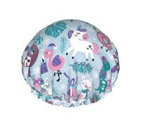 Bonnet de douche pour douche - Grand bonnet de douche réutilisable et imperméable pour femme, bonnet de douche double couche pour femme, bonnet de douche pour douche avec doublure en PEVA et corde