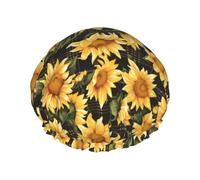 Bonnet de douche pour douche - Grand bonnet de douche vintage à carreaux noirs - Réutilisable et imperméable - Double couche pour femme - Bonnet de douche avec doublure en PEVA et corde élastique