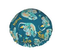 Bonnet de douche pour douche - Joli bonnet de douche avec poignée en lézard caméléon - Grand bonnet de douche réutilisable et imperméable pour femme - Bonnet de douche double couche pour femme avec