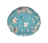 Bonnet de douche pour douche - Joli bonnet de douche double couche en alpaga floral réutilisable, résistant à l'eau, grand bonnet de douche pour femme avec doublure en PEVA et corde élastique