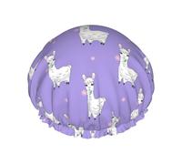 Bonnet de douche pour douche - Joli bonnet de douche en alpaga violet - Grand bonnet de douche réutilisable et imperméable pour femme - Bonnet de douche double couche pour femme avec doublure en PEVA