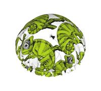 Bonnet de douche pour douche - Joli bonnet de douche vert lézard caméléon grand bonnet de douche réutilisable imperméable double couche pour femme avec doublure en PEVA et corde élastique