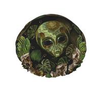 Bonnet de douche pour douche - Motif tête de mort cactus double couche réutilisable imperméable grand bonnet de douche pour femme avec doublure en PEVA et corde élastique