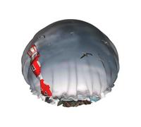 Bonnet de douche pour douche - Phare 3D en surf double couche réutilisable, grand bonnet de douche pour femme, bonnet de douche pour douche avec doublure en PEVA et corde élastique