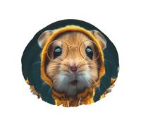 Bonnet de douche pour douche - Pull jaune moderne en forme de cochon d'Inde double couche réutilisable, grand bonnet de douche pour femme avec doublure en PEVA et corde élastique