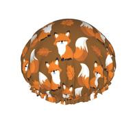 Bonnet de douche pour douche - Renard érable double couche réutilisable, grand bonnet de douche pour femme avec doublure en PEVA et corde élastique