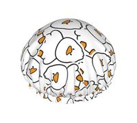 Bonnet de douche pour douche - Simple Lines mignon canard double couche réutilisable résistant à l'eau, grand bonnet de douche pour femme, bonnet de douche pour douche avec doublure en PEVA et corde