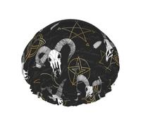 Bonnet de douche pour douche - Style gothique - Tête de mort de chèvre - Grand bonnet de douche réutilisable et imperméable - Bonnet de douche double couche pour femme - Bonnet de douche avec doublure