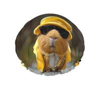 Bonnet de douche pour douche - Style métal lourd cochon d'Inde double couche réutilisable, grand bonnet de douche pour femme, bonnet de douche pour douche avec doublure en PEVA et corde élastique