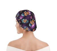 Bonnet de Douche pour Femme Astronautes psychédéliques de l'espace de la | für Kurzes Haar Shower Cap Elastische Badekappe Stilvoll für Reinigen Hotel