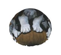 Bonnet de douche pour femme avec bande élastique lavable et motif chiots basset