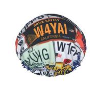 Bonnet de douche pour femme avec bande élastique lavable Motif plaque d'immatriculation