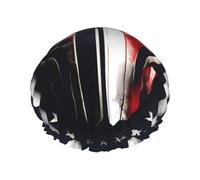 Bonnet de douche pour femme avec drapeau américain imprimé spartiate - Léger et réutilisable - Double couche imperméable - Étanche