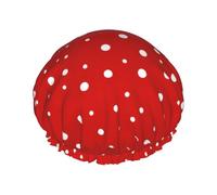 Bonnet de douche pour femme avec imprimé à pois rouges et blancs, léger, réutilisable, doux, double couche, étanche, étanche.