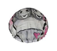 Bonnet de douche pour femme avec imprimé âne et fleur, grande bande élastique lavable