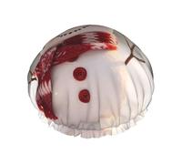Bonnet de douche pour femme avec imprimé bonhomme de neige rouge, bonnet de douche élastique réutilisable, bonnet de douche double couche