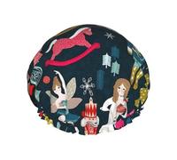 Bonnet de douche pour femme avec imprimé casse-noisette, danse de Noël, élastique et réutilisable pour cheveux longs, grand bonnet de douche imperméable, pour femmes, hommes, enfants
