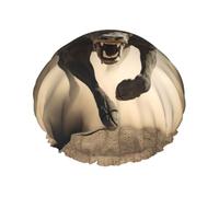Bonnet de douche pour femme avec imprimé crâne de taureau - Bonnet de douche élastique réutilisable - Bonnet de douche double couche