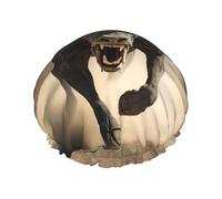 Bonnet de douche pour femme avec imprimé crâne de taureau - Bonnet de douche élastique réutilisable - Bonnet de douche double couche