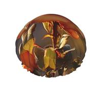 Bonnet de douche pour femme avec imprimé de roses en fleurs - Bonnet de douche élastique réutilisable - Bonnet de douche double couche