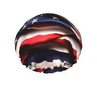 Bonnet de douche pour femme avec imprimé drapeau américain, réutilisable, imperméable, séchage rapide