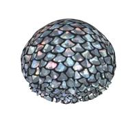 Bonnet de douche pour femme avec imprimé écailles de poisson argenté, léger, réutilisable, doux, double couche, étanche, étanche.