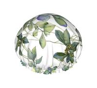 Bonnet de douche pour femme avec imprimé feuilles d'eucalyptus vertes, léger, réutilisable, doux, double couche, étanche, étanche.