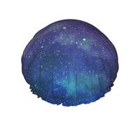 Bonnet de douche pour femme avec imprimé interstellaire univers avec étoiles galaxie, léger, réutilisable, doux, double couche étanche, étanche.