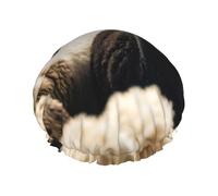 Bonnet de douche pour femme avec imprimé moutons et agneaux, grande bande élastique lavable