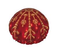 Bonnet de douche pour femme avec imprimé neige dorée - Bonnet de douche élastique réutilisable - Bonnet de douche double couche
