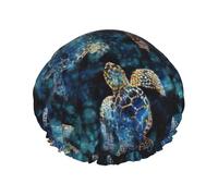 Bonnet de douche pour femme avec imprimé tortue de mer, réutilisable, imperméable, double couche, confortable