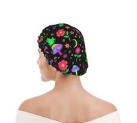 Bonnet de Douche pour Femme Belles fleurs magiques lune gothique