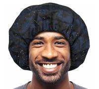 Bonnet de douche pour femme doublé en éponge - Grand bonnet de douche réutilisable et imperméable avec bande élastique rose pour cheveux longs et épais - Bonnet de douche doux pour cheveux de douche -