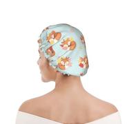 Bonnet de Douche pour Femme Feuilles d'érable d'automne Renards d'automne | Frisuren Shower Cap Wiederverwendbar Duschhaube Elastische für Dusche Hotel