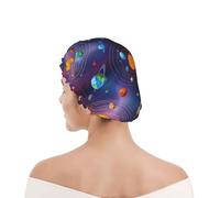 Bonnet de Douche pour Femme Galaxie espace planète système solaire Bonnet | Hotel Duschhaube Leicht Shower Cap Wiederverwendbar für Langes Haar Salon