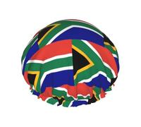 Bonnet de douche pour femme, grand bonnet de douche lavable avec élastique imprimé drapeau de l'Afrique du Sud