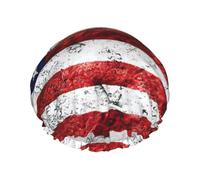 Bonnet de douche pour femme, grande bande élastique lavable, motif drapeau américain, indépendance du 4 juillet
