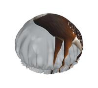 Bonnet de douche pour femme, imperméable, réutilisable, avec cordon élastique lavable, adapté aux cheveux longs et tresses, idéal pour la douche.
