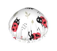 Bonnet de Douche pour Femme Ladybug mignonne Fleur et feuilles Bonnet de