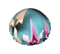 Bonnet de douche pour femme, léger, doux et doublement imperméable, imprimé grue en papier origami