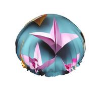 Bonnet de douche pour femme, léger, doux et imperméable, imprimé grues en papier origami